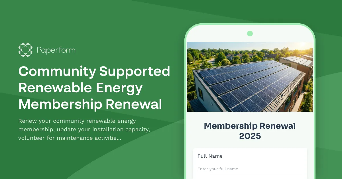 Community Supported Renewable Energy Membership Renewal