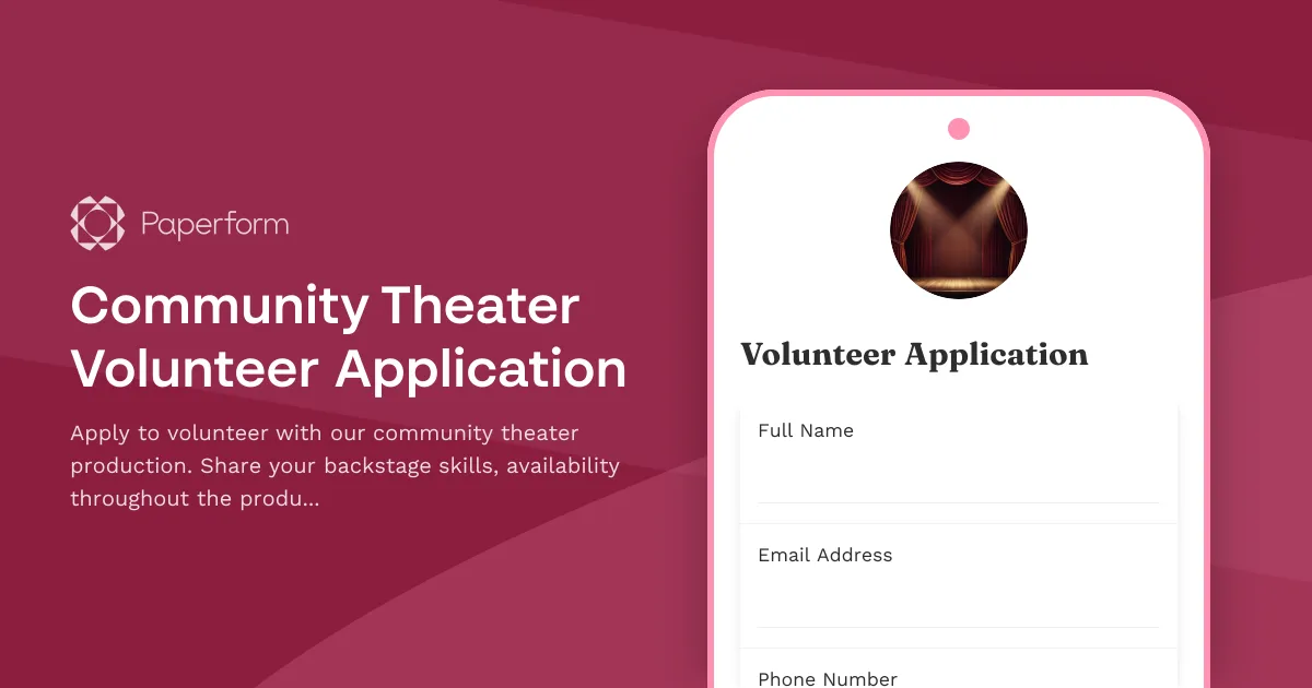Community Theater Volunteer Application