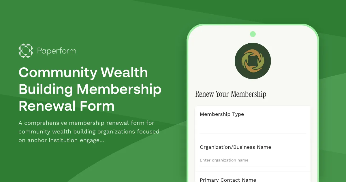Community Wealth Building Membership Renewal Form