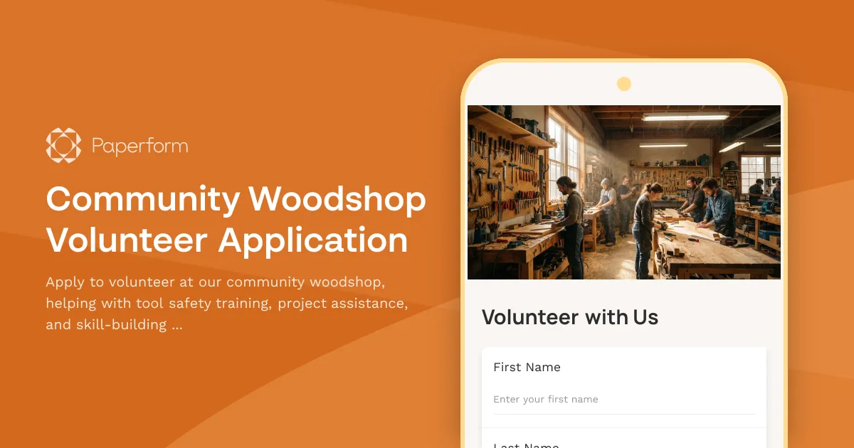 Community Woodshop Volunteer Application