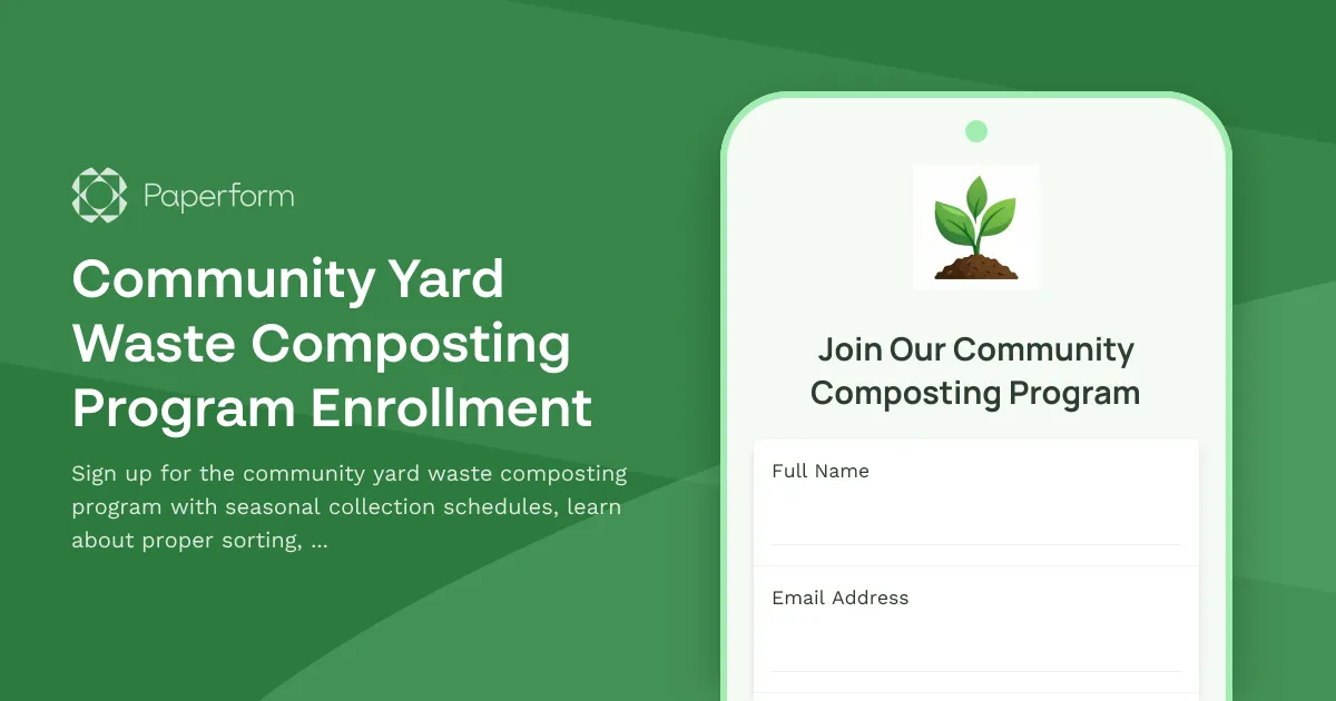 Community Yard Waste Composting Program Enrollment