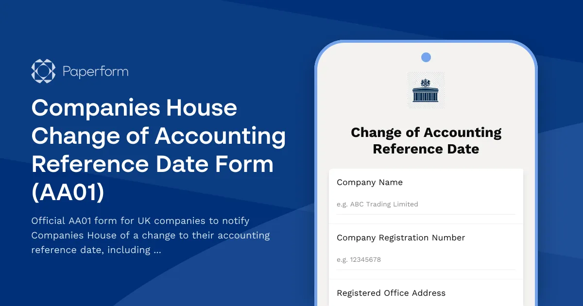 Companies House Change of Accounting Reference Date Form (AA01)