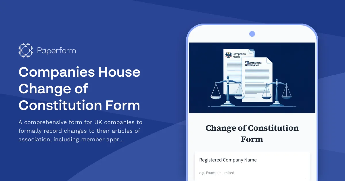 Companies House Change of Constitution Form