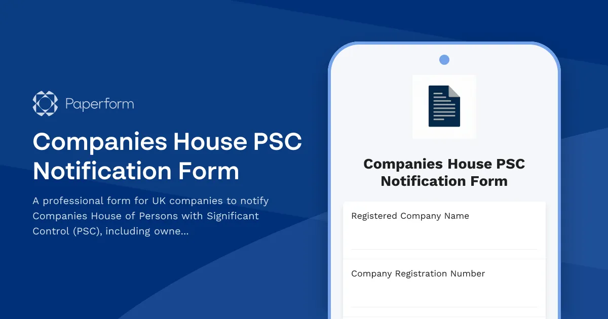 Companies House PSC Notification Form