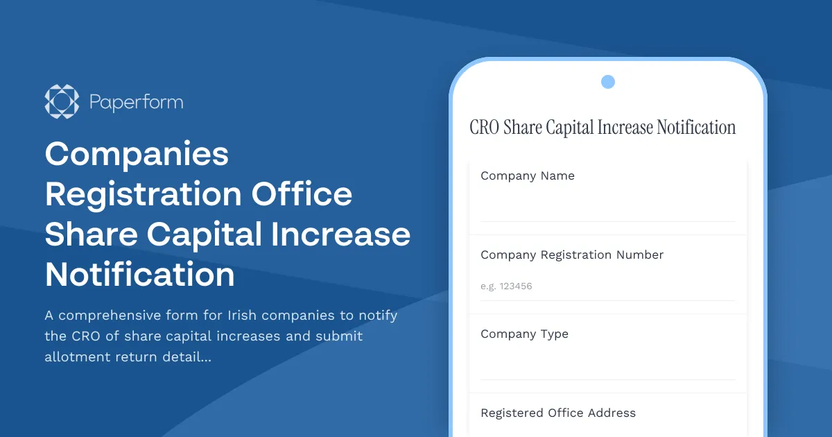 Companies Registration Office Share Capital Increase Notification