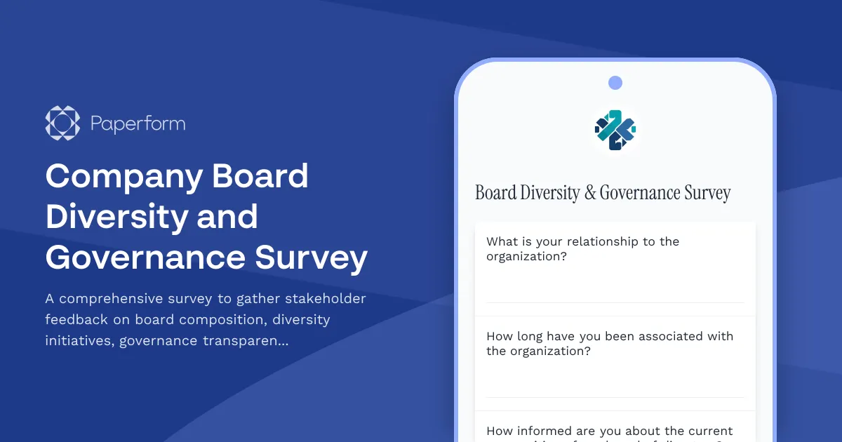 Company Board Diversity and Governance Survey