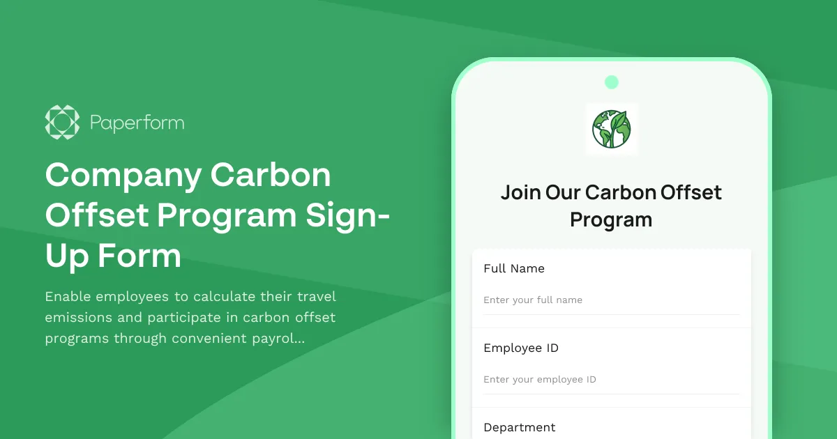 Company Carbon Offset Program Sign-Up Form
