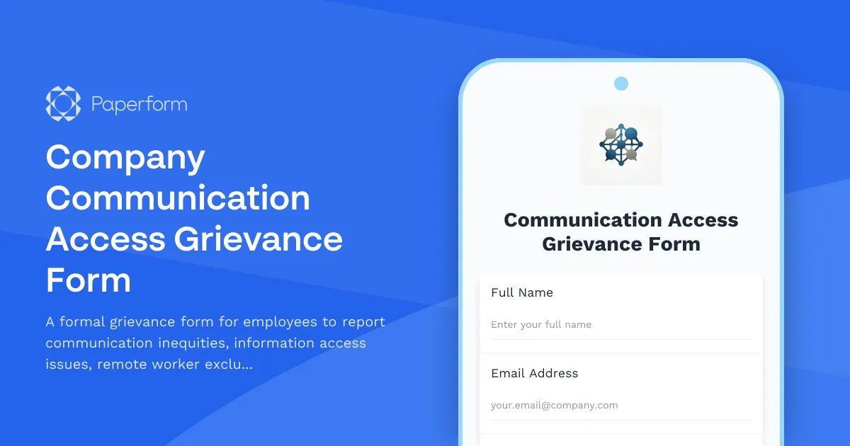 Company Communication Access Grievance Form