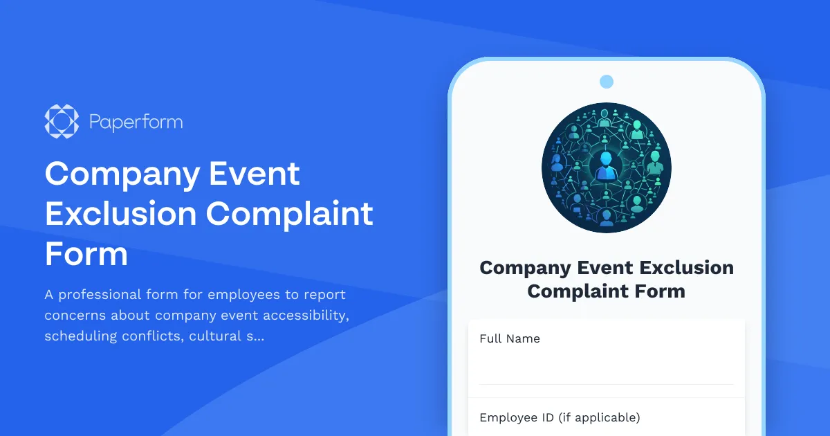Company Event Exclusion Complaint Form