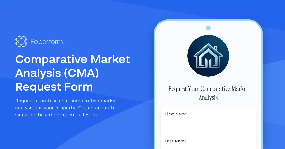 Comparative Market Analysis (CMA) Request Form