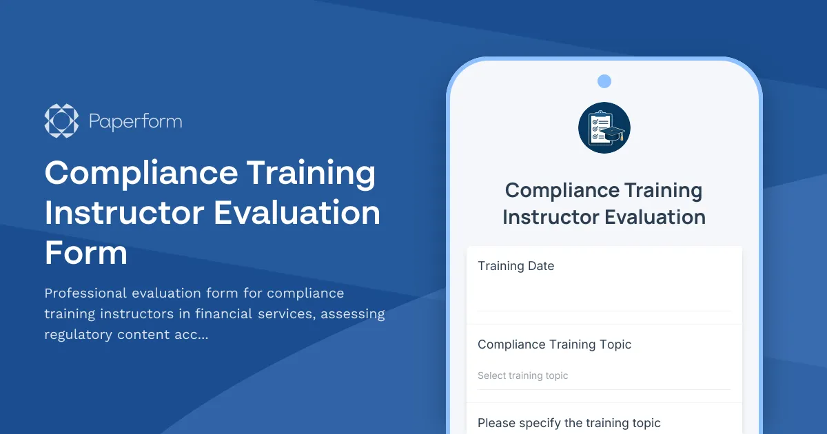 Compliance Training Instructor Evaluation Form