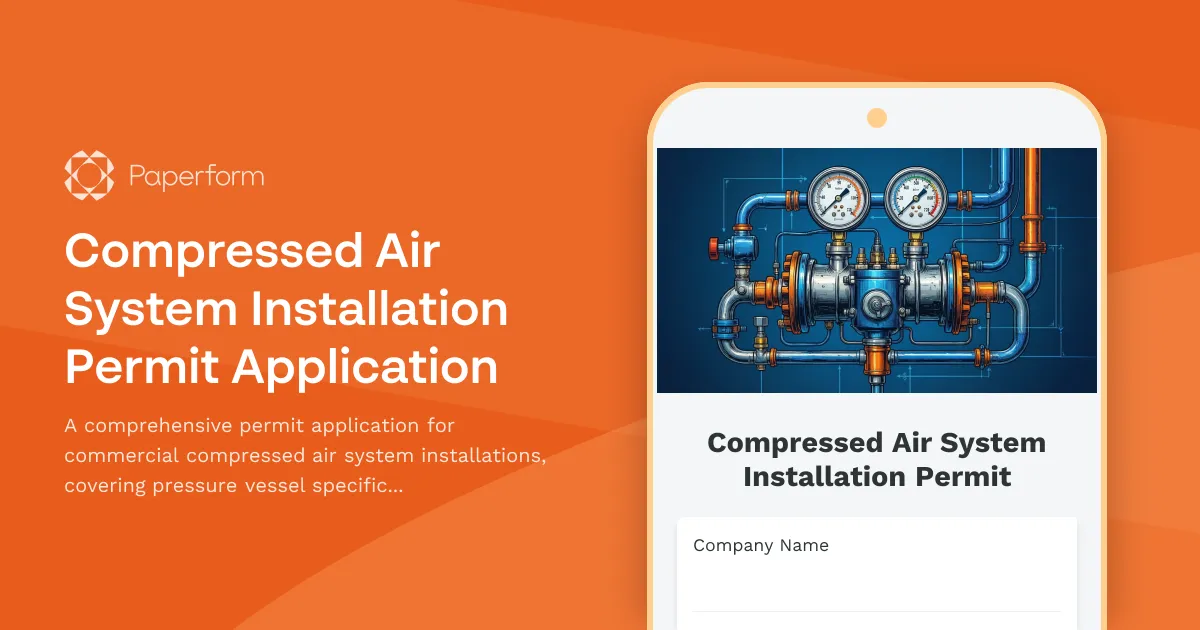 Compressed Air System Installation Permit Application