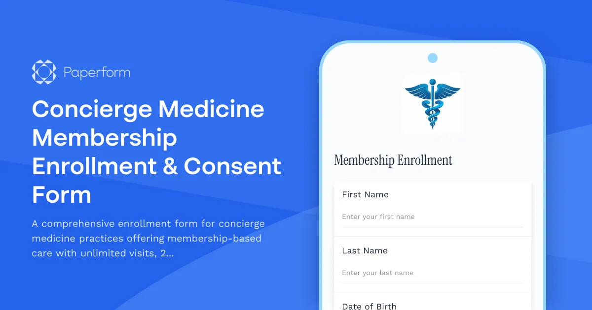 Concierge Medicine Membership Enrollment & Consent Form