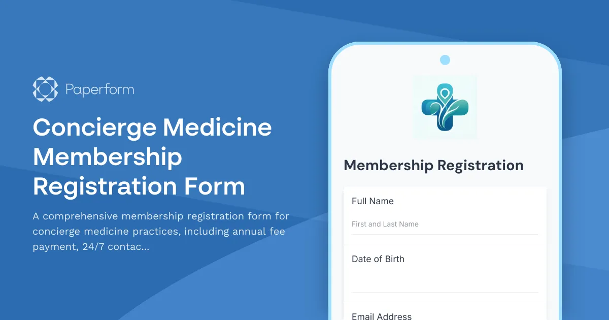 Concierge Medicine Membership Registration Form