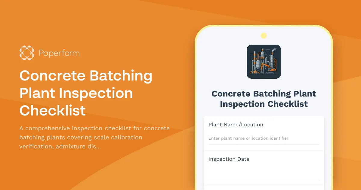 Concrete Batching Plant Inspection Checklist