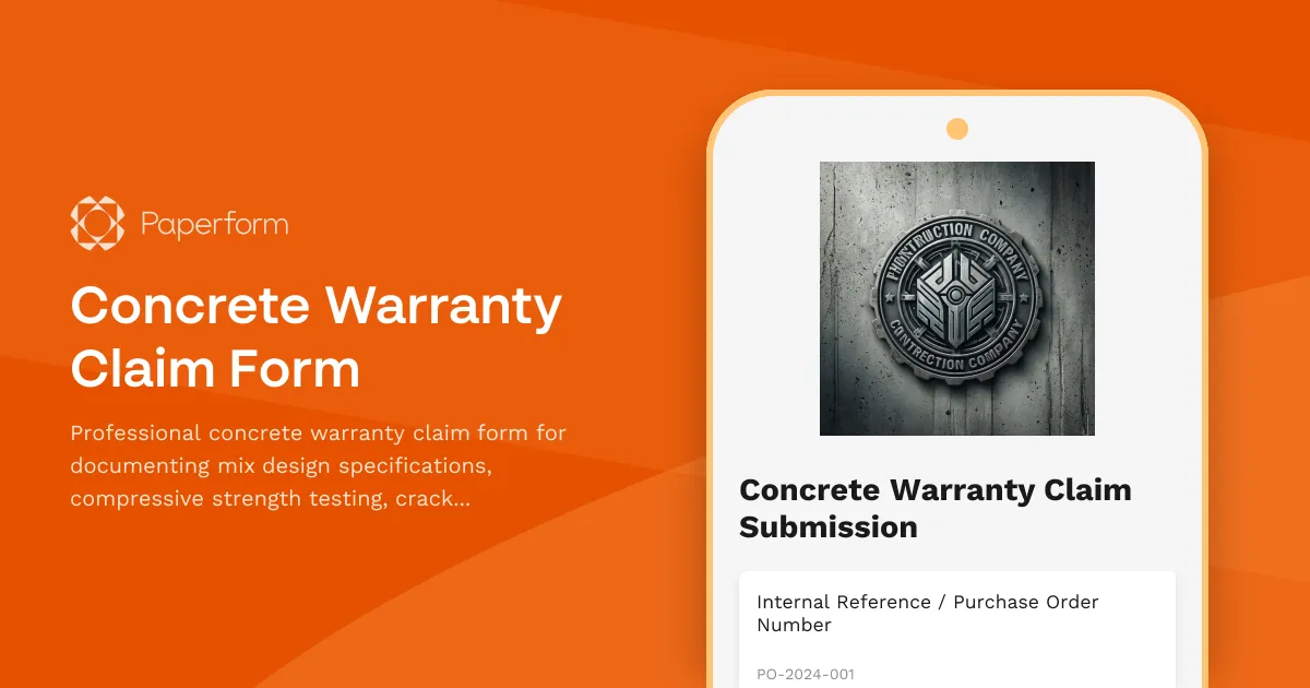 Concrete Warranty Claim Form