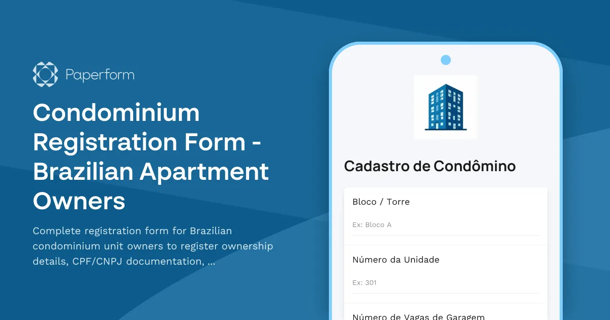 Condominium Registration Form - Brazilian Apartment Owners