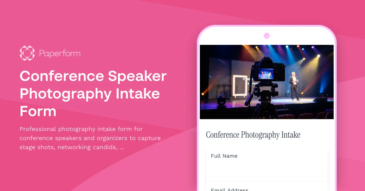 Conference Speaker Photography Intake Form