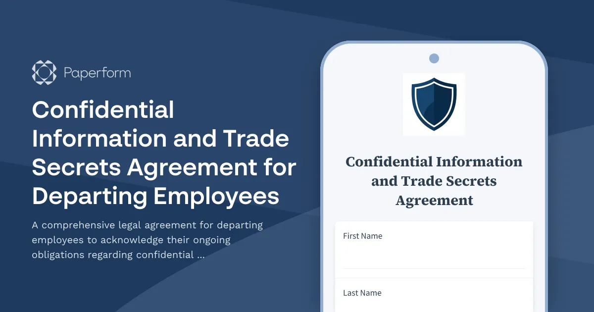 Confidential Information and Trade Secrets Agreement for Departing Employees