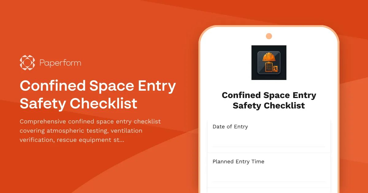 Confined Space Entry Safety Checklist