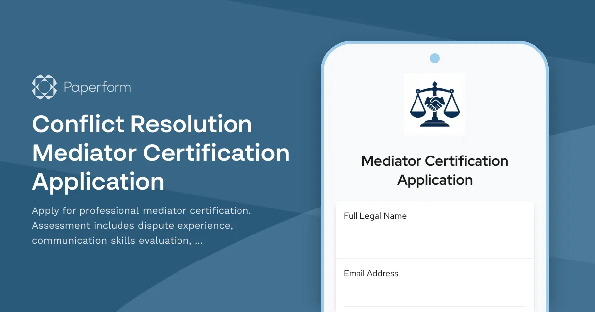 Conflict Resolution Mediator Certification Application