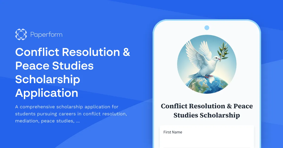 Conflict Resolution & Peace Studies Scholarship Application