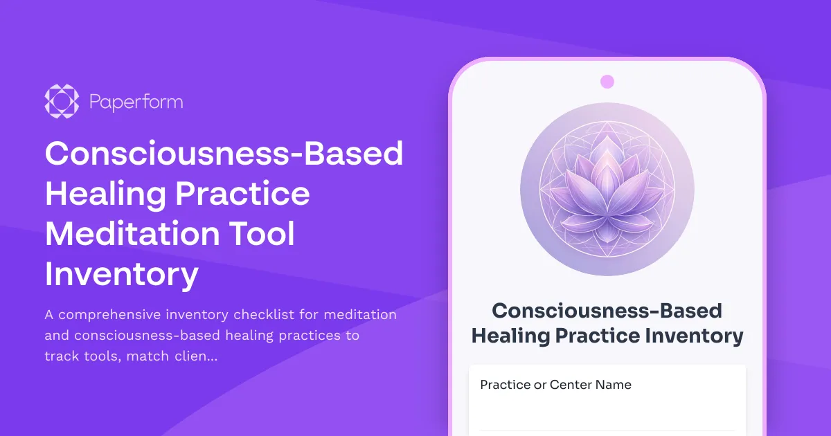 Consciousness-Based Healing Practice Meditation Tool Inventory