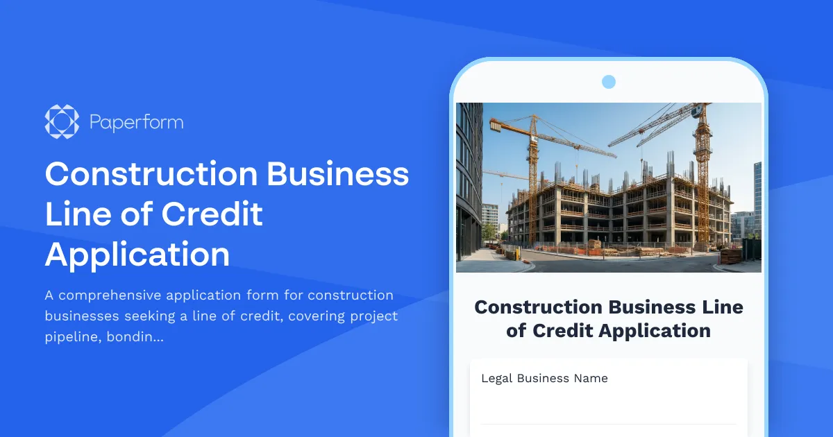 Construction Business Line of Credit Application