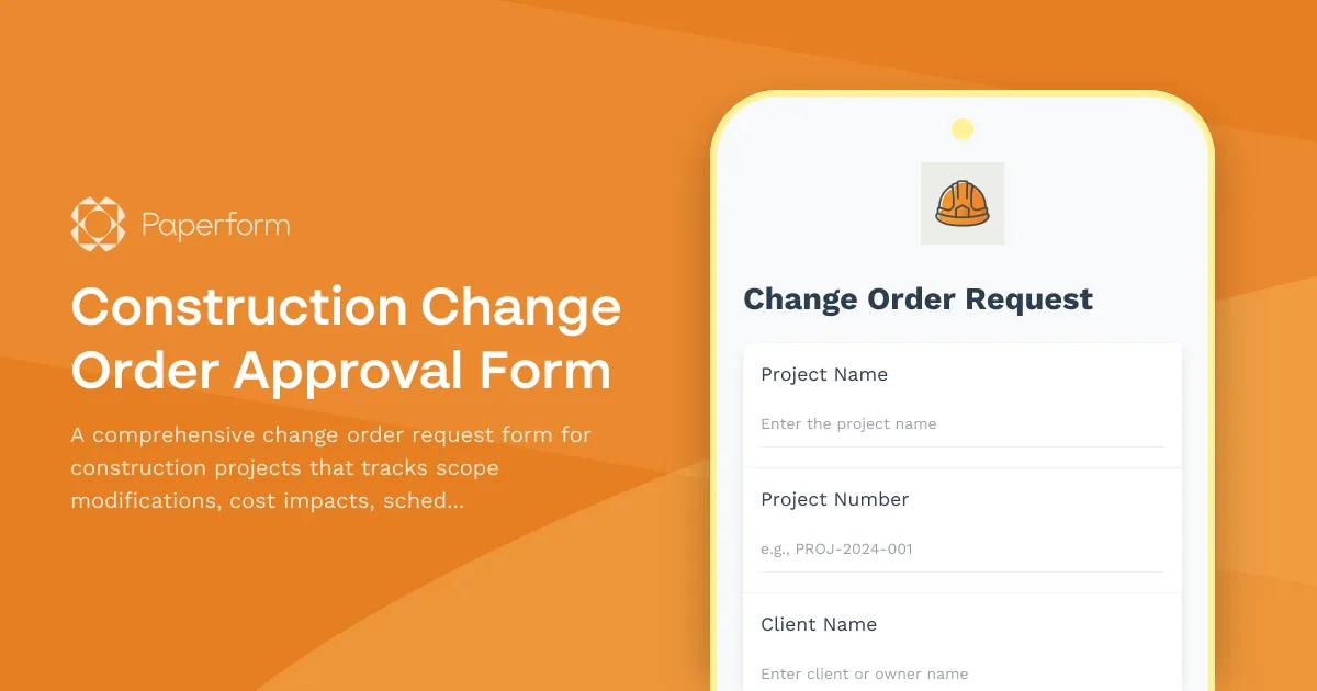 Construction Change Order Approval Form