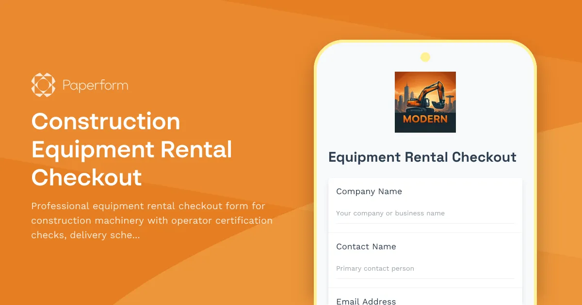 Construction Equipment Rental Checkout