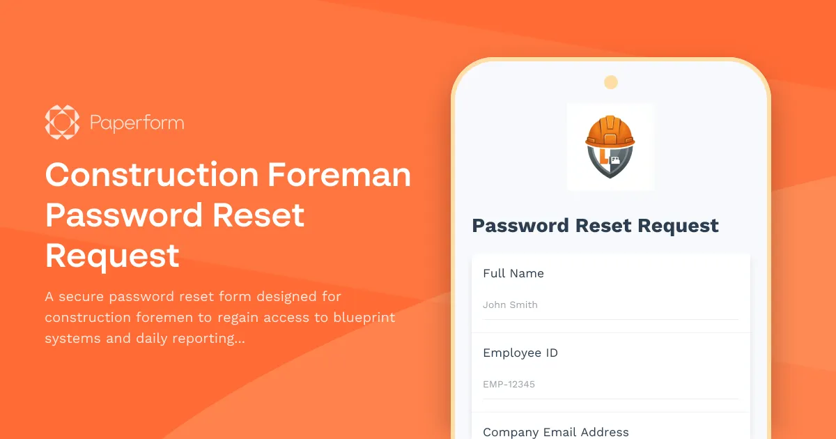 Construction Foreman Password Reset Request