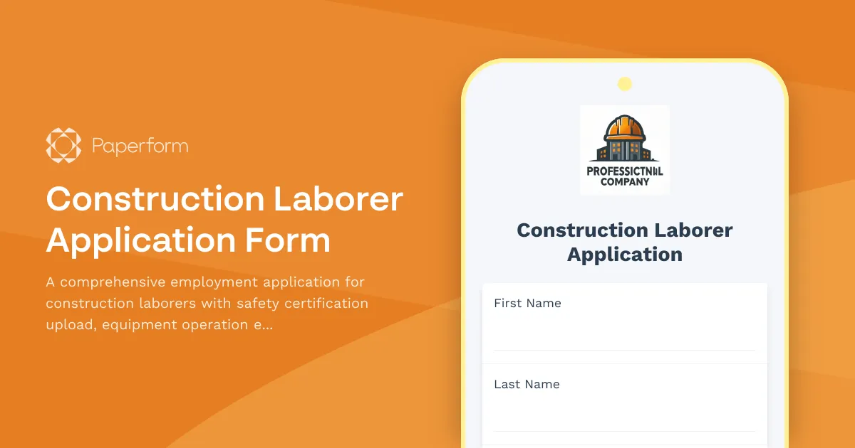 Construction Laborer Application Form