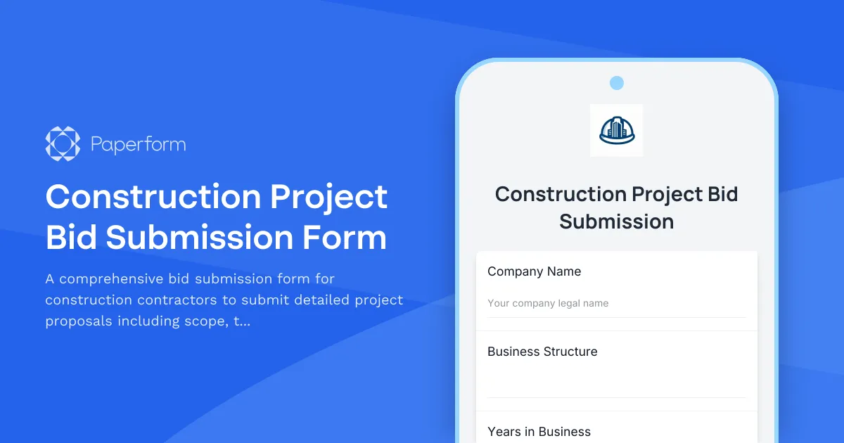 Construction Project Bid Submission Form