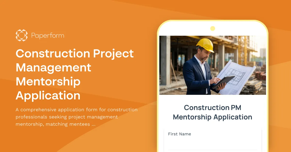 Construction Project Management Mentorship Application