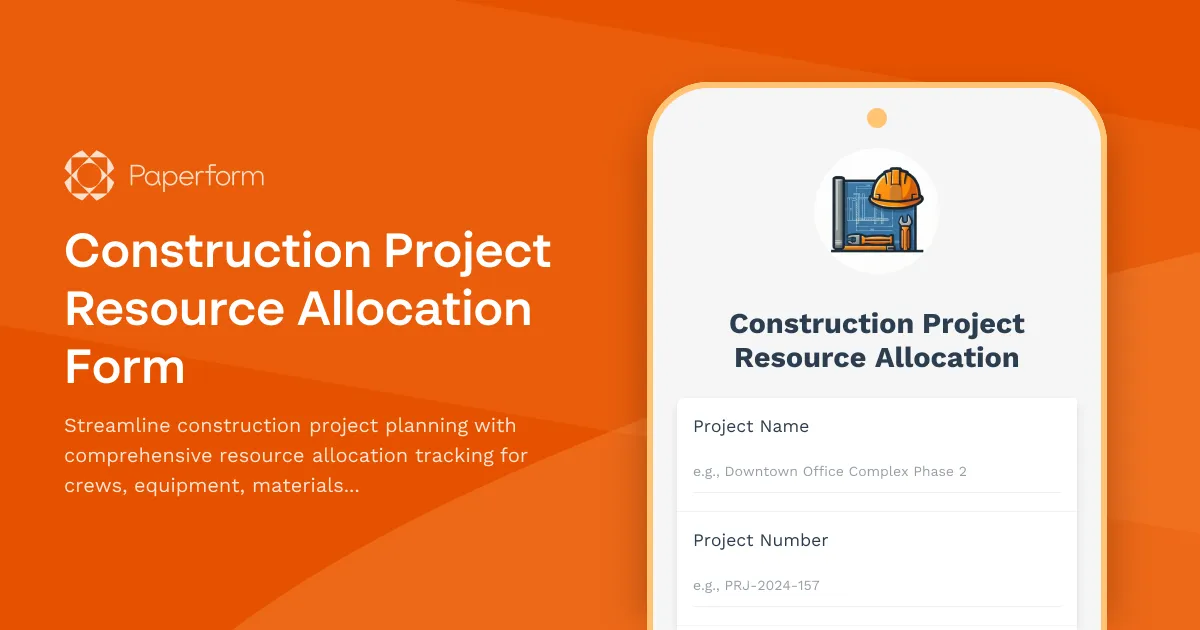 Construction Project Resource Allocation Form