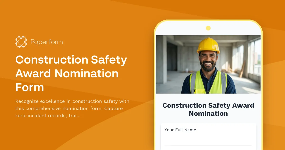 Construction Safety Award Nomination Form