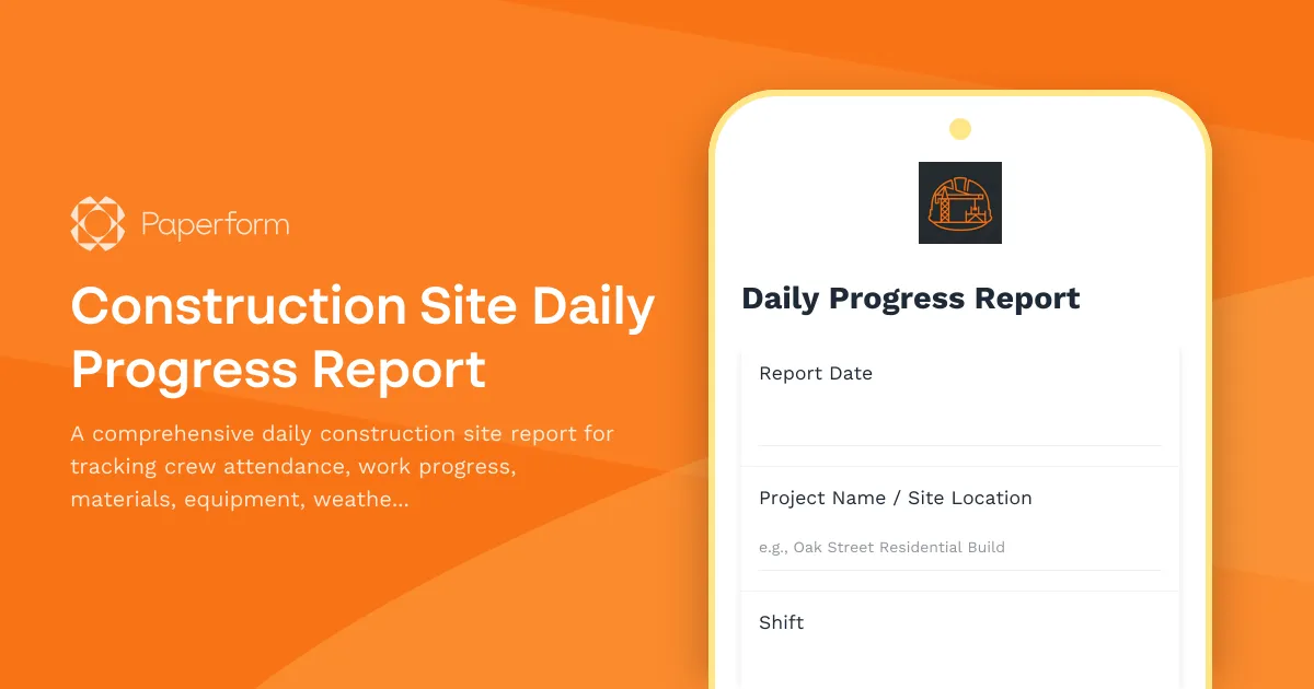 Construction Site Daily Progress Report