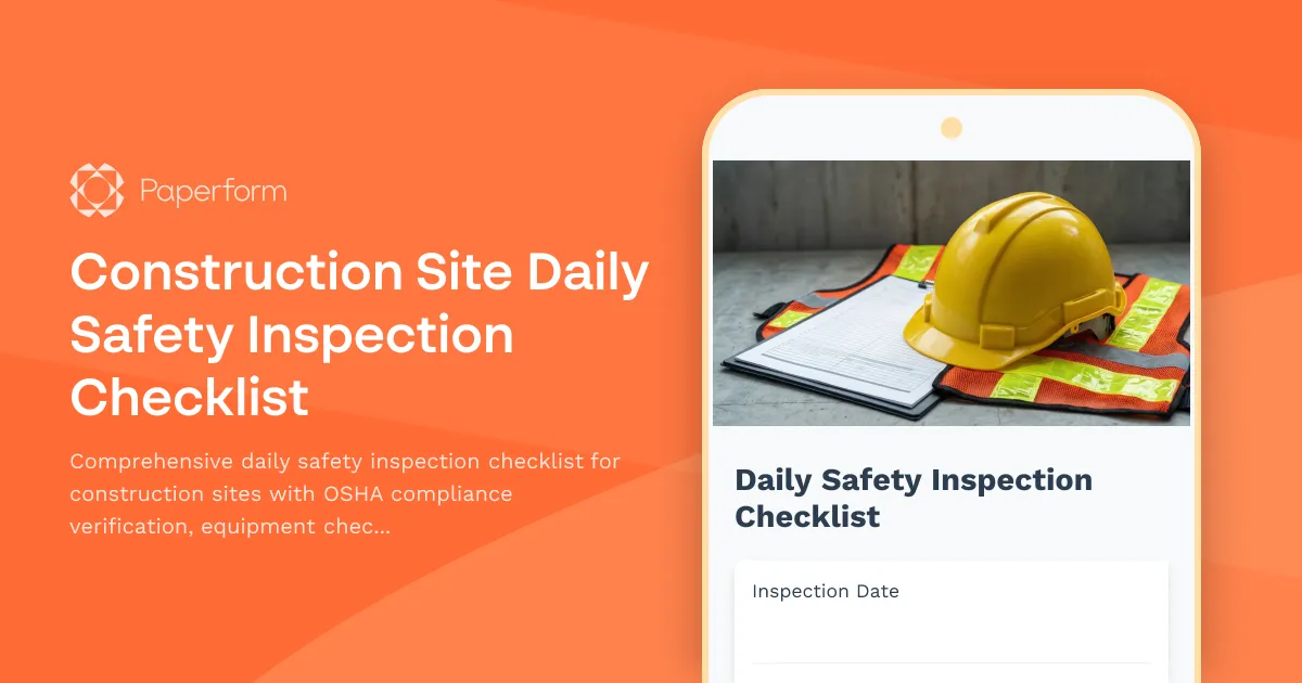 Construction Site Daily Safety Inspection Checklist