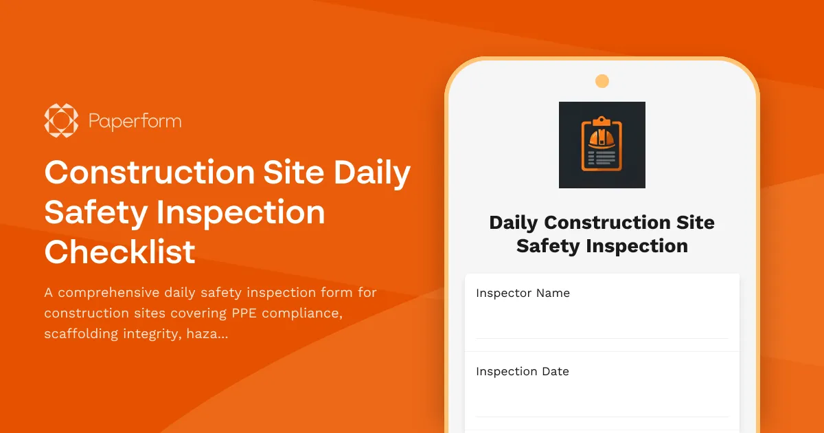Construction Site Daily Safety Inspection Checklist