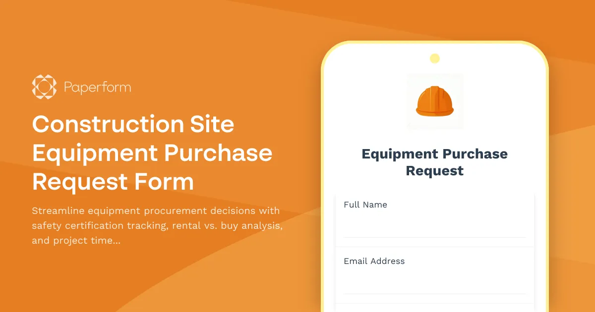 Construction Site Equipment Purchase Request Form