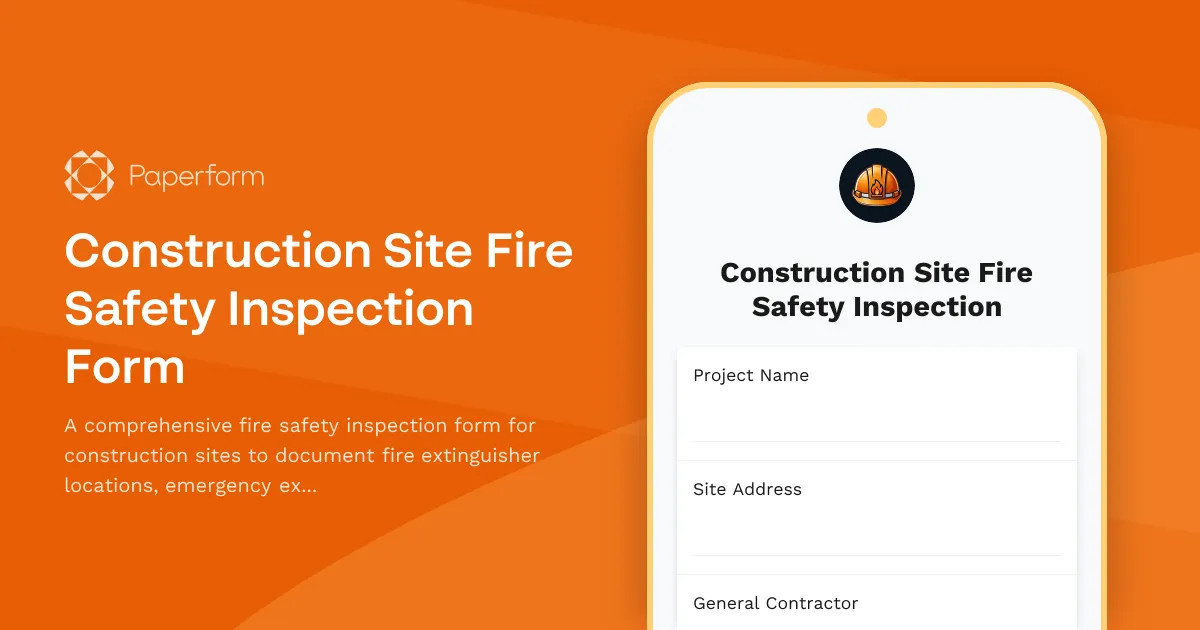 Construction Site Fire Safety Inspection Form