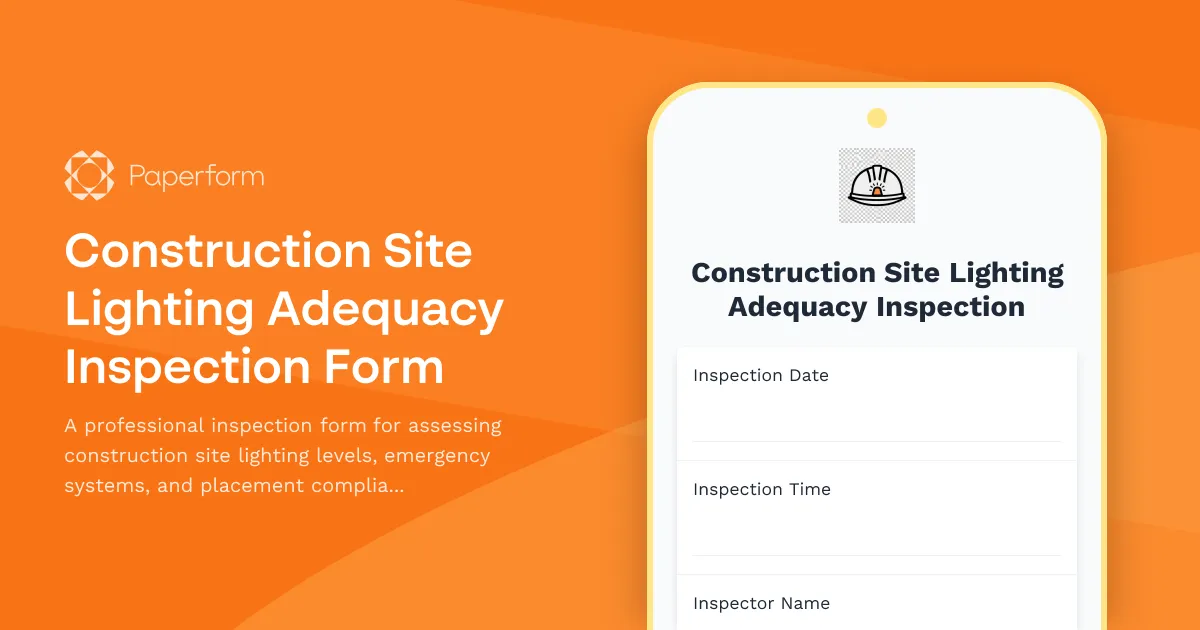 Construction Site Lighting Adequacy Inspection Form