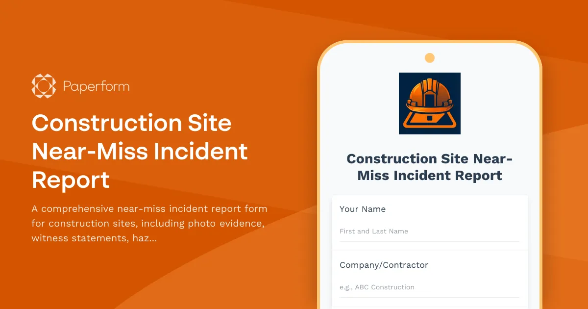 Construction Site Near-Miss Incident Report