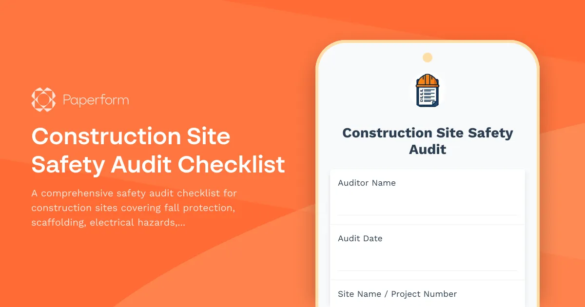 Construction Site Safety Audit Checklist