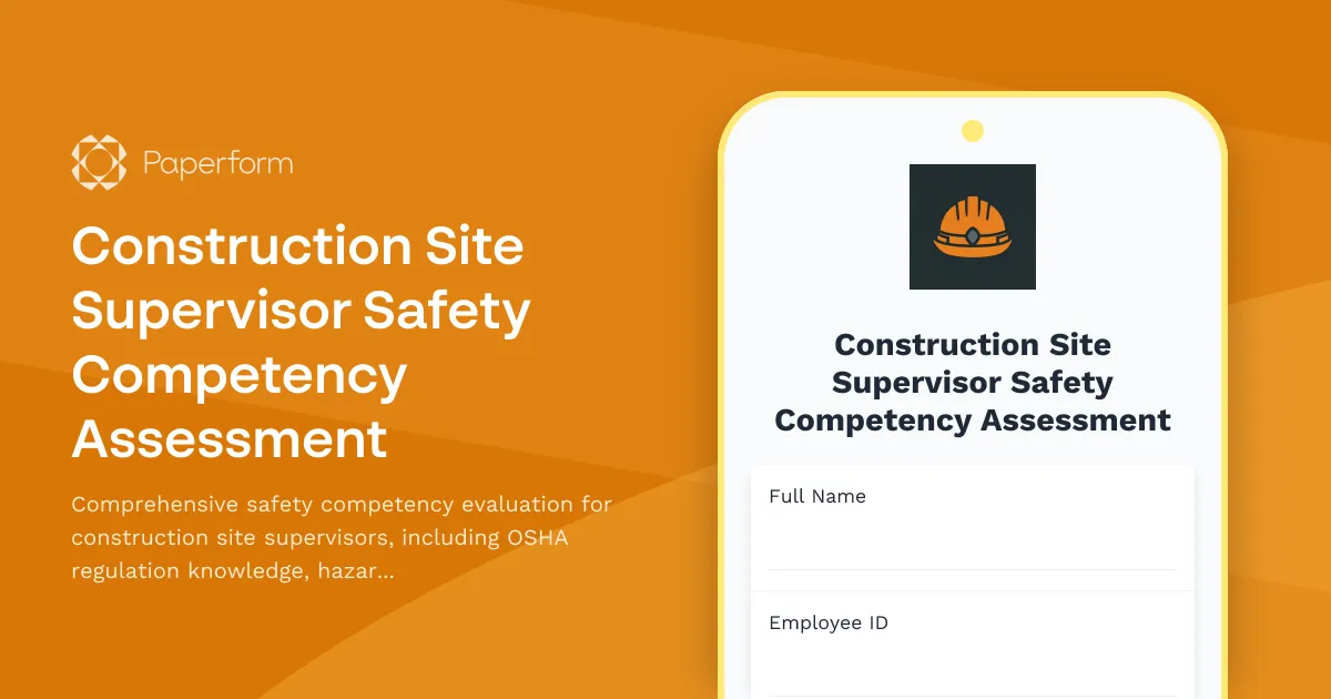 Construction Site Supervisor Safety Competency Assessment