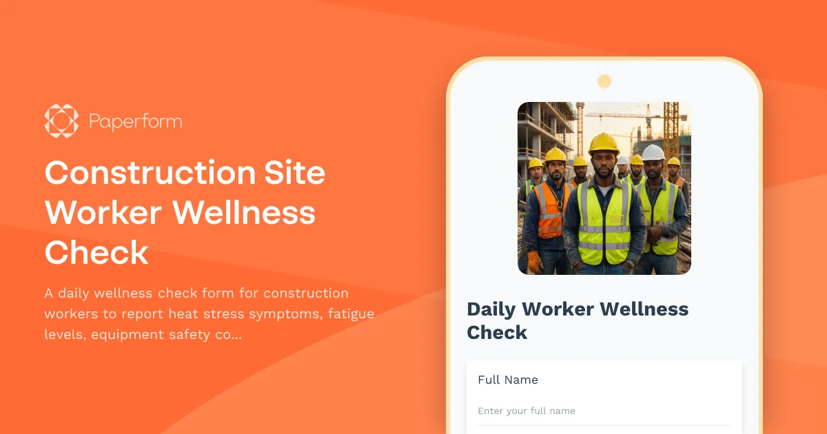 Construction Site Worker Wellness Check