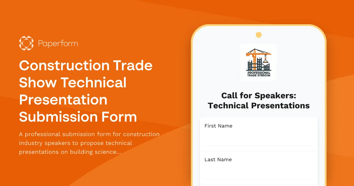 Construction Trade Show Technical Presentation Submission Form
