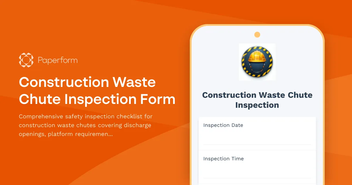 Construction Waste Chute Inspection Form