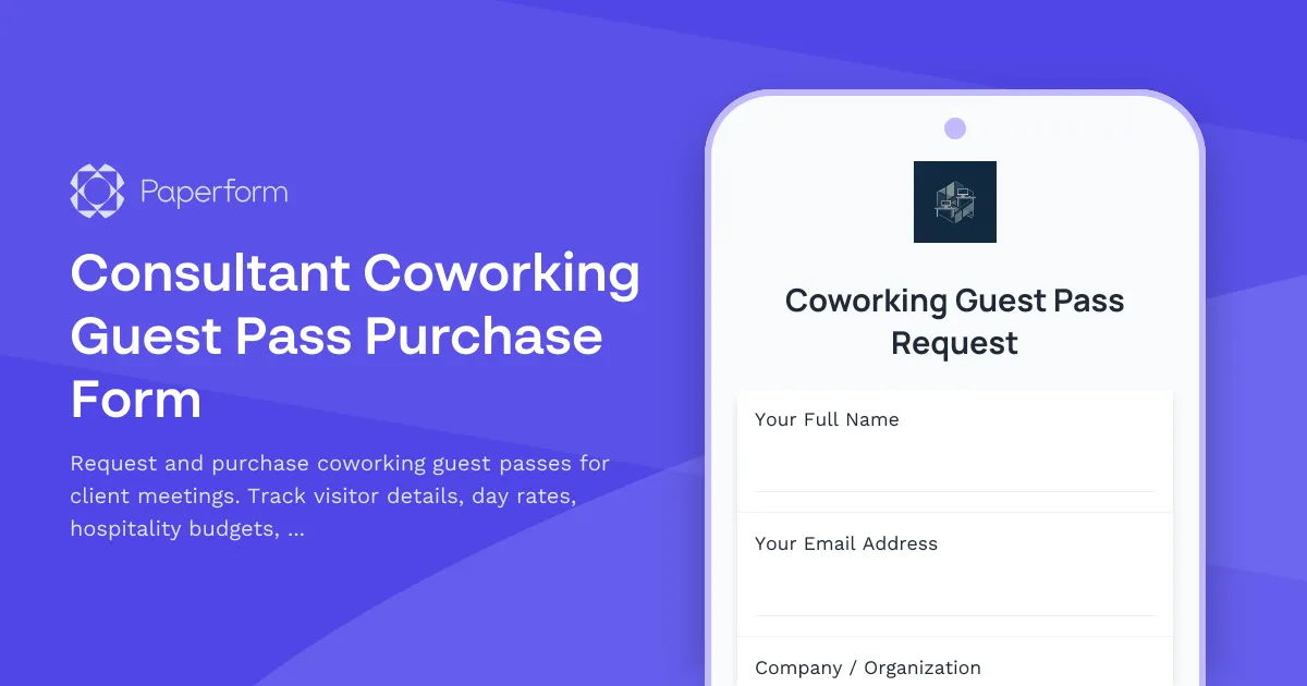 Consultant Coworking Guest Pass Purchase Form