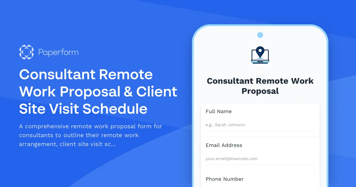 Consultant Remote Work Proposal & Client Site Visit Schedule